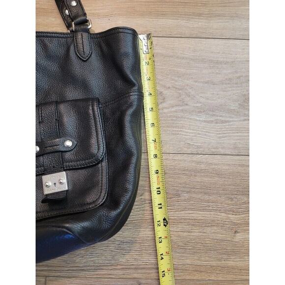 Ralph Lauren Black Leather City Tote Handbag Carry All Laptop Women's Pockets - Picture 11 of 12